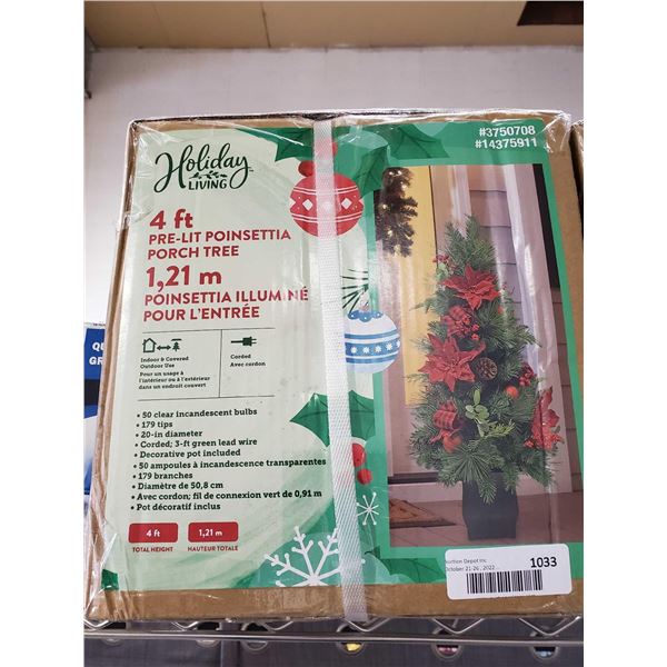 Holiday Living 4ft Pre-Lit Poinsettia Porch Tree