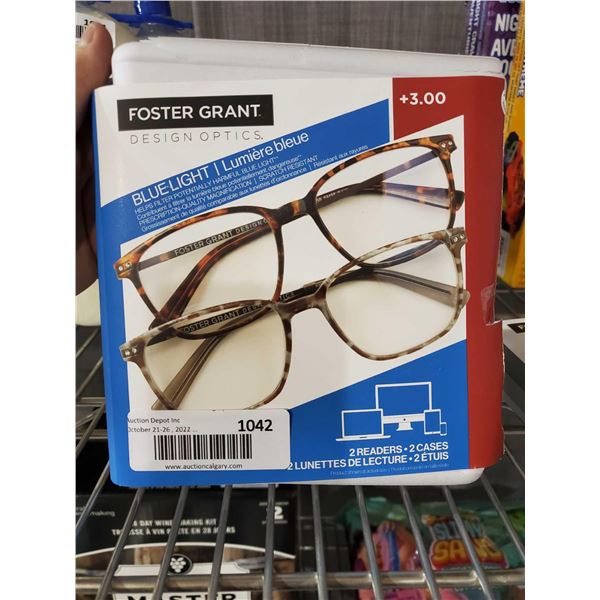 Foster Grant +300 Bluelight Filtering Reading Glasses, Set of 2