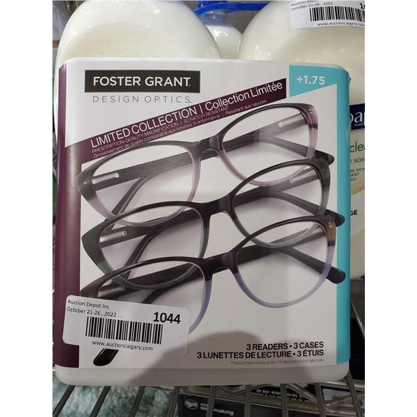 Foster Grant +1.75 Limited Collection Reading Glasses, Set of 3