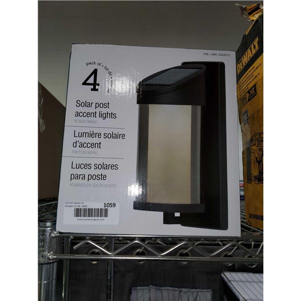 4 Pack Solar Post Accent Lights - Black Finish