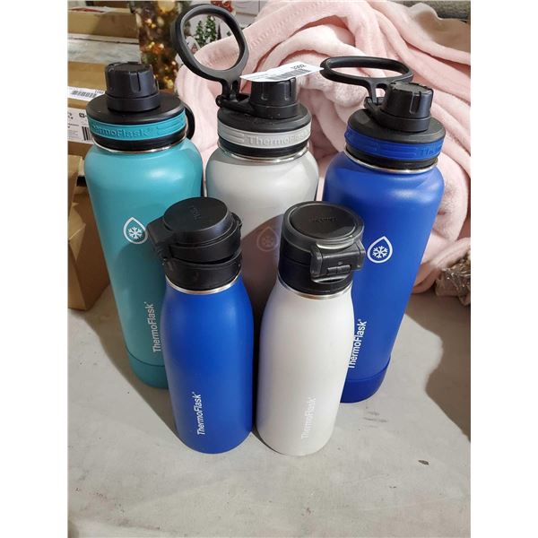 Lot of 5 Thermo Flask Water Bottles - return sold as is