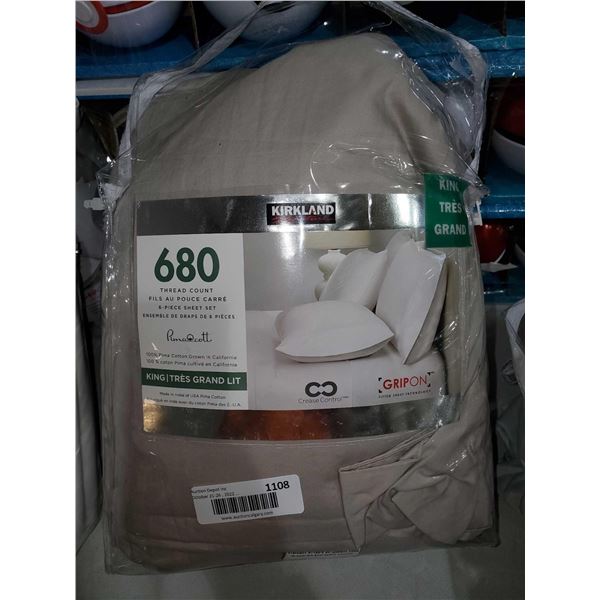 King Size - Kirkland Signature Pima Cotton 680 Thread Count 6 Pc Bedsheet Set