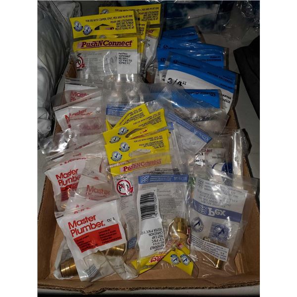 Assorted Lot of Brass Plumbing Fittings & Faucet Cartridges