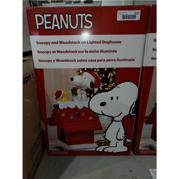 Peanuts Snoopy and Woody on Lighted Doghouse Holiday Decoration OPEN BOX - SOLD AS IS