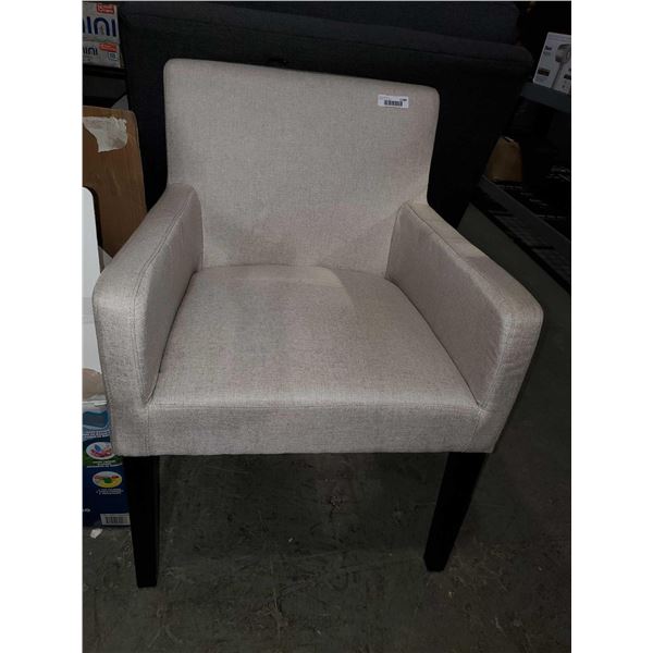 White Armchair with Wooden Legs