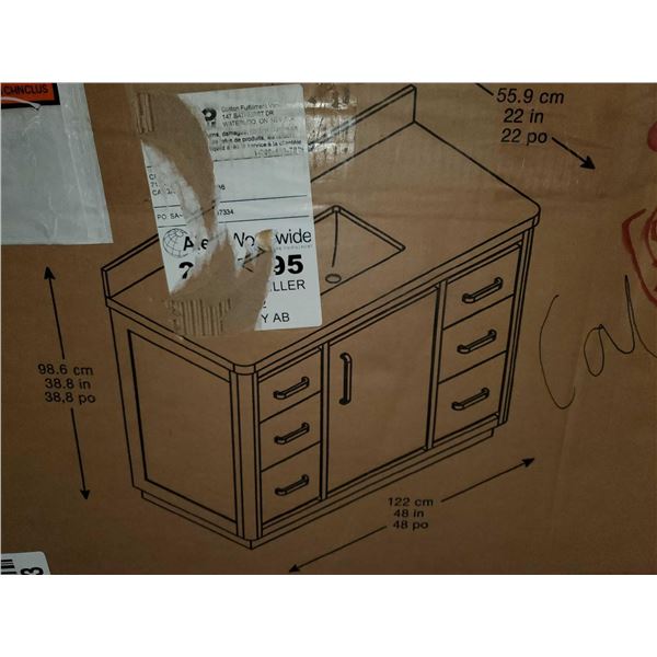 Northridge Home White Painted Hardwood Vanity with White Carrera Quartz Countertop and Backsplash