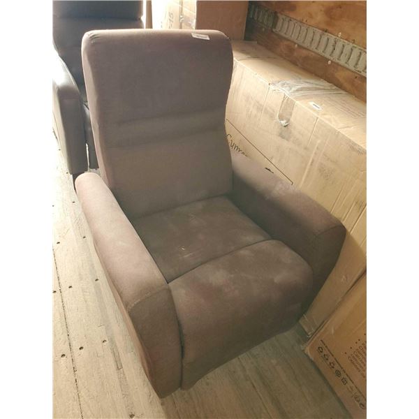 Brown Upholstered Electric Recliner Chair with USB Charge Port - NO POWER CORD OUT OF BOX - SOLD AS 