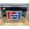 Image 1 : Chrome and plastic Pepsi sign of soda dispenser 10"x12"