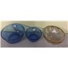 Image 1 : 3 Bowls, 2 blue 8 1/2" + 1 pressed glass 6 1/2