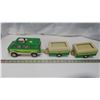 Image 1 : Vintage Green & yellow tonka van with 2 camper trailers,( one trailer is broken)