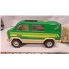 Image 2 : Vintage Green & yellow tonka van with 2 camper trailers,( one trailer is broken)