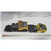 Image 2 : 2- Vintage Silver & & yellow  Tonka Semi's & black flatbed trailer
