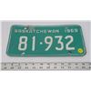 Image 1 : Vintage Sask license plate 1969 ( Anniversary date for classic car's)