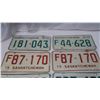 Image 2 : set of 6 vintage sask license plates from 1970 to 1975