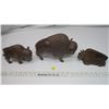 Image 1 : 3 Wood Carved Buffalo (1 Broken Leg)