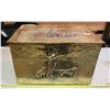 Image 2 : Wooden chest, with "Hunting dogs" decorative brass cover - 1ft 11" W x 1ft 2 1/2" H x 1ft 3 1/2" D