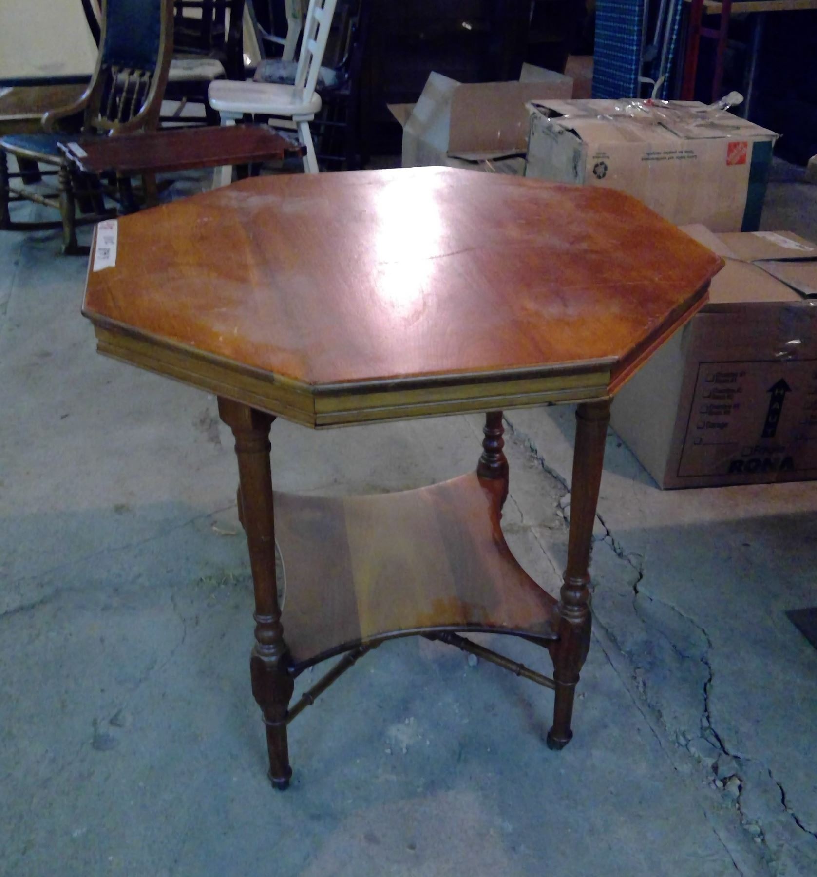 Octagonal Timber Table Octagon Wood Table w/ Wheels - 30x30x29H
