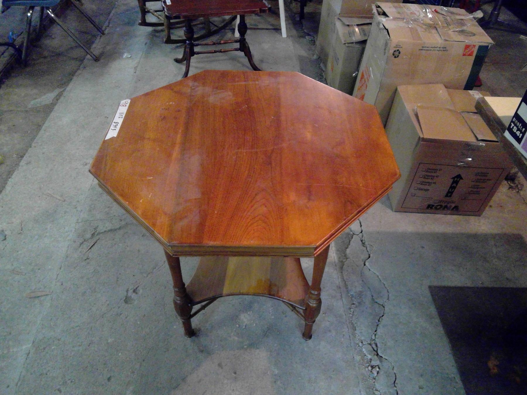 Octagonal Timber Table Octagon Wood Table w/ Wheels - 30x30x29H