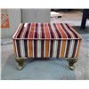 Image 1 : Vintage Brown/Orange Striped Foot Rest - 17x20x12H"