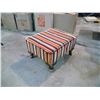 Image 3 : Vintage Brown/Orange Striped Foot Rest - 17x20x12H"
