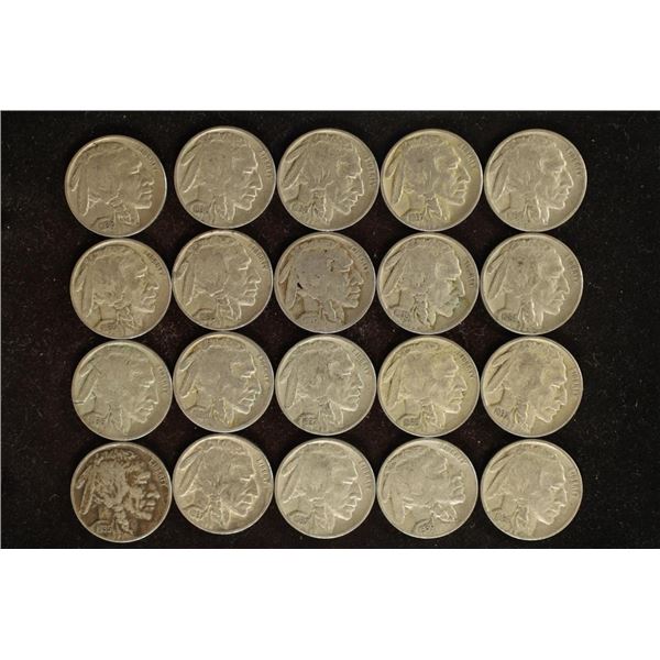 20 ASSORTED 1930'S FULL DATE BUFFALO NICKELS