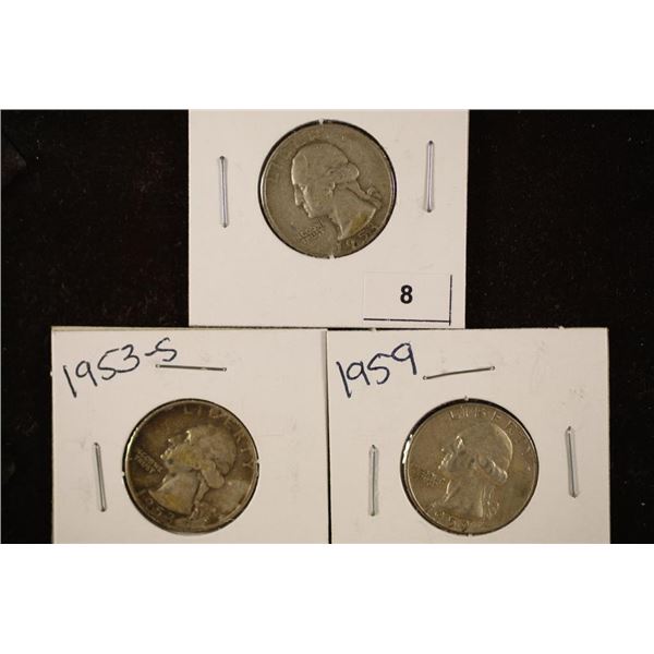 1953-D, 53-S & 1959 WASHINGTON SILVER QUARTERS