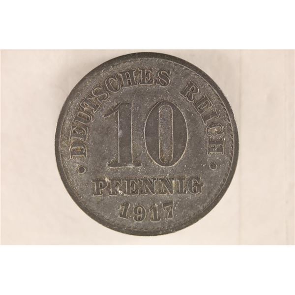 1917 GERMAN 10 PFENNIGS COIN VERY FINE