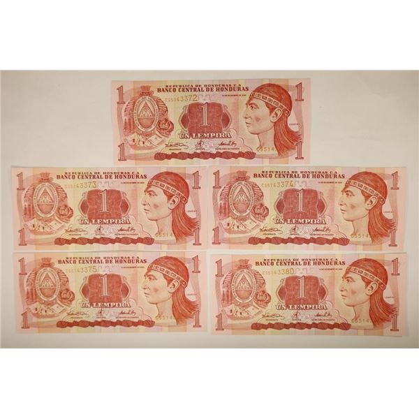 5-2000 BANK OF HONDURAS 1 LEMPIRA CRISP UNC BILLS