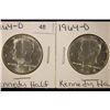 Image 1 : 2-1964-D 90% SILVER KENNEDY HALF DOLLARS BU