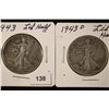 Image 1 : 1943 & 1943-D WALKING LIBERTY HALF DOLLARS