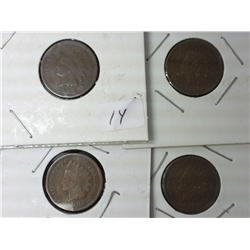1902, 1904, 1906 And 1908 Indian Head Cents