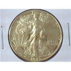 1943 Gold Plated Walking Liberty Half Dollar