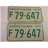 Image 2 : Set of 1970 Saskatchewan Farm Plates (with envelope)