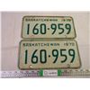 Image 1 : Set of 1970 Saskatchewan Plates