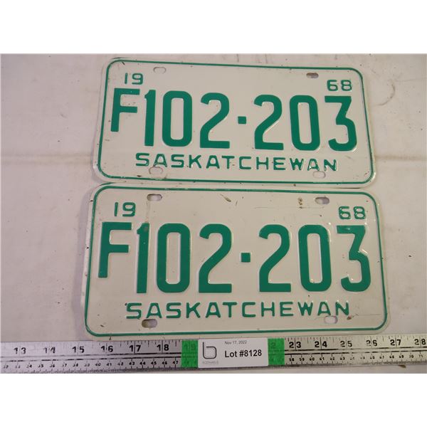 Set of 1968 Saskatchewan Farm Plates
