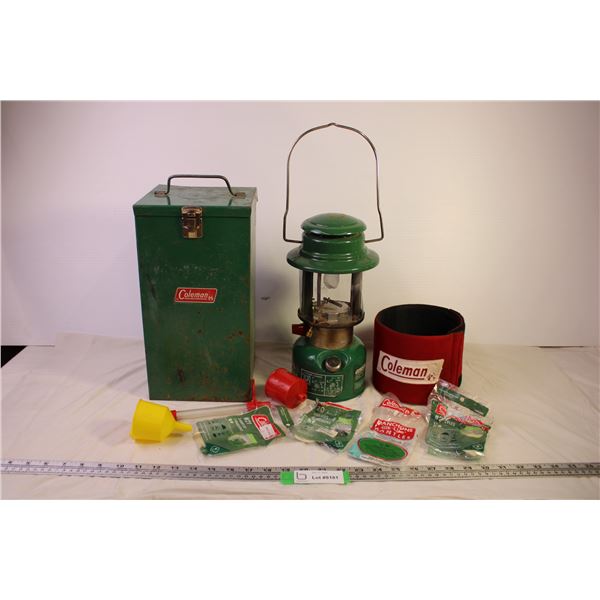 Coleman Lantern Model 321B w/ Carry Case, Glass Protector, (2) Funnels, and (4) Packs of Mantels