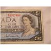 Image 3 : 1954 Canadian Five Dollar Bill $5