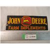Image 1 : John Deere Farm Implements Porcelain Sign - 10x3.5