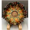 Image 1 : Fenton Cobalt Blue “Holly” Crimped 3 in 1 Edged 8 1/2” Carnival Glass Bowl - Rare Shaped Edge!
