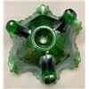Image 2 : Fenton Green “Lotus & Grape” Ball-Footed Ruffled Nappy - Rare