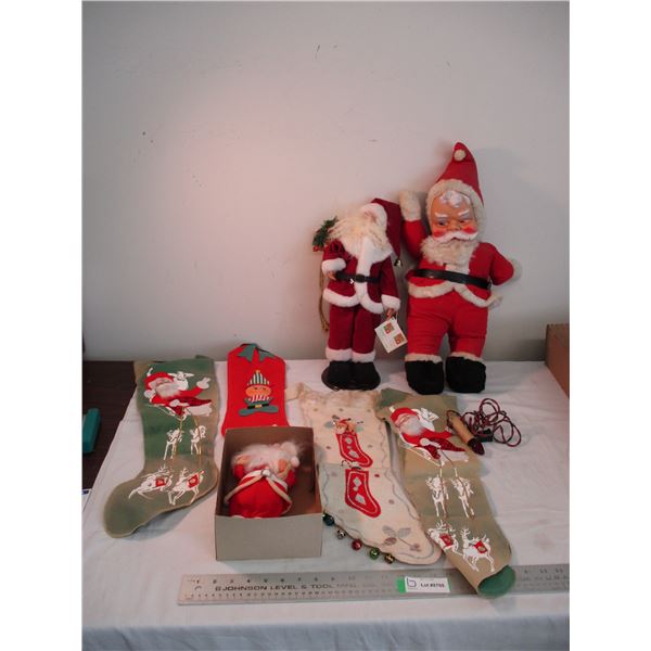 Vintage 1940-50's Santa Claus Doll (made in Japan) + Christmas stockings