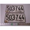 Image 1 : 1973 British Columbia Matching Pair of License Plates