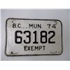 Image 2 : 1974 British Columbia Municipal Plate