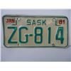 Image 2 : Saskatchewan Motorcycle/Snowmobile Plate with 1981 sticker