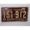 Image 2 : (1) 1954 Saskatchewan License Plate