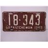 Image 2 : (1) 1949 Saskatchewan License Plate