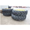 Image 1 : Set of 4 525R1257 tires and 10 bolt rims, 9 bolt outer, 13 3/8 bolt circle, 11 1/8 pilot