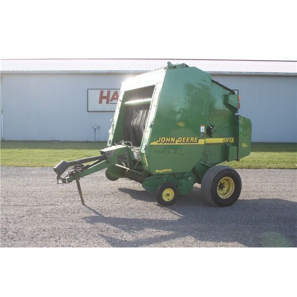 JD 557 round baler, net wrap, Mega Wide pickup, 540 pto