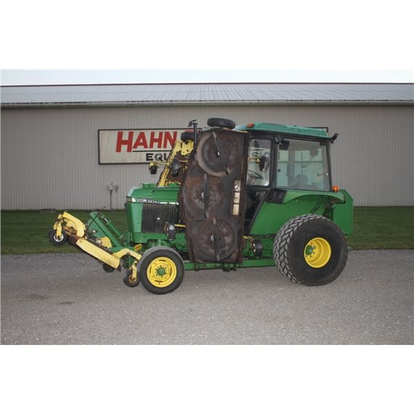 JD 2355 2wd tractor, cab, air, hydraulic folding, hydraulic drive flail mowers, local municipal unit