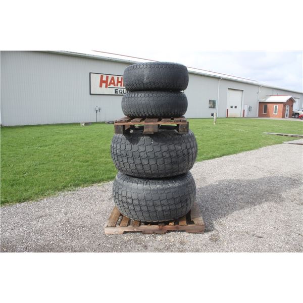 set of 4 turf tires off of NH TN75 from a local municipality, fronts 12Lx16R3, rear 22.5LLx16R3